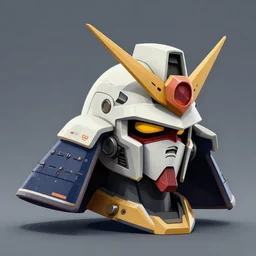 samurai gundam head, v - fin, octane render, soft light, mekka, behance, vector, highly detailed illustration, realistic, custom design, dribbble. com, by secondsyndicate studio,