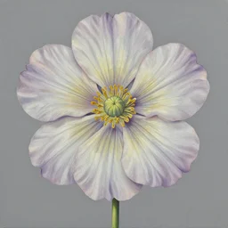a painting of a flower on a gray background, an airbrush painting by Earnst Haeckel, trending on zbrush central, cloisonnism, high detail, detailed painting, biomorphic