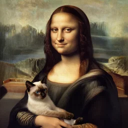 Beautiful woman with long hair, breastfeeding an atomically correct Siamese kitten, aesthetic, photo realistic, detailed digital digital photography, First-Person, Full-HD, Natural Lighting, In the style of, Leonardo da Vinci - 10.16