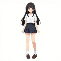 “anime girl, full body shot, plain white background”