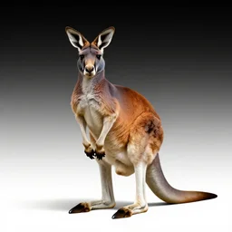 colorful kangaroo, high detail photograph, full body, isolated on a pure white background, centered, entire subject in frame, sharp focus, soft studio lighting