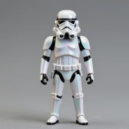 yannic kilcher cosplay glittery iridescent stormtrooper, stop motion vinyl action figure, plastic, toy, butcher billy style
