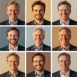happy John Hamm in golden evening light painted in different styles