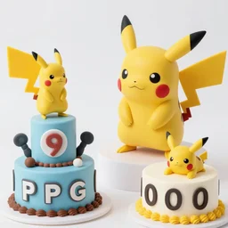 pikachu with bfg 9 0 0 0 fighting with cakes, photorealistic n - 9