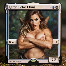 attractive female garden gnome, confident, sultry, hairy, in the style of magic the gathering, detailed