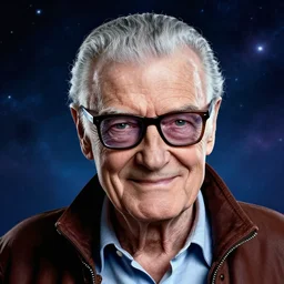 portrait of stan lee, close up, perfect likeness, quint buchholz, wlop, dan mumford, artgerm, liam brazier, peter mohrbacher, raw, featured on artstation, octane render, cinematic, mystical, cosmic, intricate, 8 k