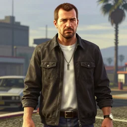 Karl Pilkington as a GTA V cover art