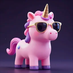 A pink bubble unicorn with sunglasses, synthwave style, fantasy, portrait, trending on artstation, detailed, award winning