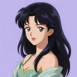 Portrait of an anime girl by thomas kinkade and alphonse mucha, light purple background, majestic, 30mm, digital art, very detailed, concept art, artstation