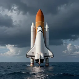 space shuttle in the sea