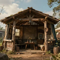 sukkah in the style of Marvel movies, temporary shelter, architectural detail, DSLR photography