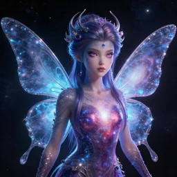 portrait of a magical fairy made of galaxies, highly detailed, realistic, octane render, comic book art, space travel, unreal engine, sharp focus