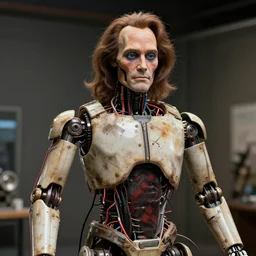 animatronic Steve Buscemi, exposed wires, photo, Stan Winston studios, detailed, 4k