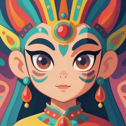 a colorful vibrant 3 d portrait of princess mononoke from studio ghibli, intricately detailed, detailed reflections eyes, symmetric, tribal psychedelic, colorful flat surreal design, hd, 8 k, artstation