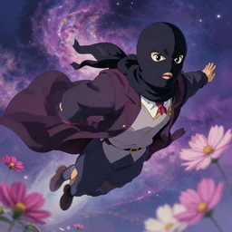 cosmos, flying balaclava, magic school uniform, by greg rutkowski and studio ghibli, digital art, trending on artstation, highly detailed, concept art, beautiful, masterpiece