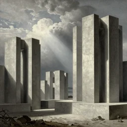 heaven and hell classical landscape paintings of brutalist concrete structures, perspective, relativity, volumetric lighting, god's ray, lithograph, insanely detailed and intricate, manga, etching, ink, crosshatch by giovanni battista piranesi, m. c. escher, gustave dore, tsutomu nihei, junji ito, kentaro miura