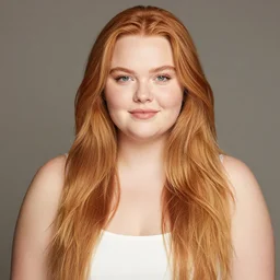 brooke ashling, a curvy, radiant, bubbly, 2 5 - year - old canadian plus - size model, long strawberry - blond hair, creamy skin, portrait, 8 5 mm canon f 1. 2 lens