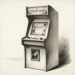 sketch of an arcade machine, etching by louis le breton, 1 8 6 9, 1 2 0 0 dpi scan