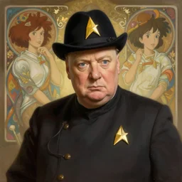 cute star trek officer winston churchill, natural lighting, path traced, highly detailed, high quality, digital painting, by don bluth and ross tran and studio ghibli and alphonse mucha, artgerm