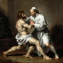 the pope arm wrestling Jesus, 24mm Peter paul Rubens