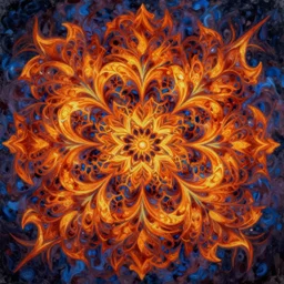 symmetric floral fractal flame, intricate oil painting by greg rutkowski, trending on artstation
