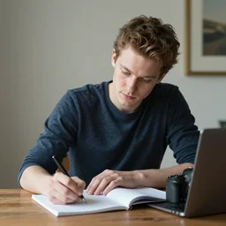 Ethan Smith writing his next guide, (EOS 5DS R, ISO100, f/8, 1/125, 84mm, postprocessed, AI enhanced, facial features)