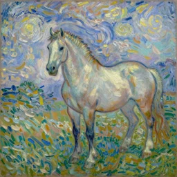 a painting of a horse, by vincent van gogh claude monet
