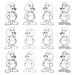game asset sheet, material study, 2 d sprite, 1 9 2 0 s era characters from animation cartoon sketchy