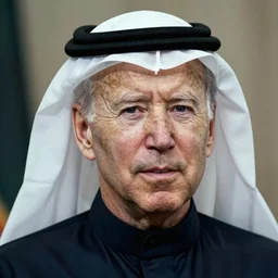 a photo of joe biden as a muslim sheikh from the middle east, portrait, ektachrome, closeup, f / 2. 8