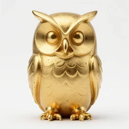 symmetrical detailed sculpture of an owl, made of Gold