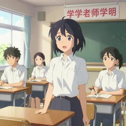 high school classroom scene spring setting, expert high detail concept art, vivid colors, sharp focus, realistic shaded lighting poster, high definition, detailed features, makoto shinkai, loish art style, trending on art station, best selling artist