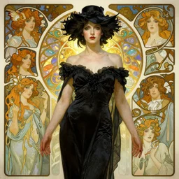 edmund dulac, leyendecker, greg hildebrandt, highly detailed portrait, lovely magical goddess feminine david bowie, black, art nouveau, stephen bliss, unreal engine, by greg rutkowski, loish, ferdinand knab, ilya kuvshinov, rossdraws, tom bagshaw, alphonse mucha, global illumination, radiant light, intricate environment