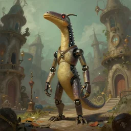 a radical 2 0 year old loxodon with a robotic trunk hanging out in a random pointlessly elaborate intricate town, standing on the walkway, anatomically correct hands, dnd character art portrait, matte fantasy painting, deviantart artstation, by jason felix by steve argyle by tyler jacobson, cinematic lighting