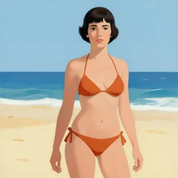 greg manchess painting of tracer wearing a 1 9 2 0 s bikini in a beach, medium shot, organic painting, sunny day, bold shapes, hard edges, street art, trending on artstation, by huang guangjian and gil elvgren and sachin teng and artgerm and greg rutkowski and alphonse mucha