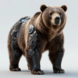cybernetically!!!! enhanced!!!! grizzly bear, photo, detailed, 4k