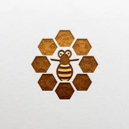 logo design based on the shape of hexagon of a bee hive