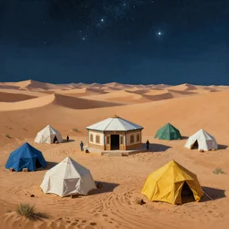 desert, night, stars, tabernacle, camp around painted by richard corben