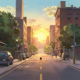 a wholesome animation key shot of a cute empty bronx runway sunrise, studio ghibli, pixar and disney animation, sharp, rendered in gouache painting, anime gouache key art by greg rutkowski, bloom, dramatic, dynamic lighting