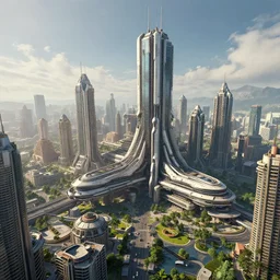 sci - fi city vertical view highly detailed