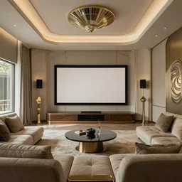 ( ( ( ( ( 1 9 5 0 s retro future art deco home theater design. muted colors. ) ) ) ) ) byfrank loyd wright!!!!!!!!!!!!!!!!!!!!!!!!!!!!!!