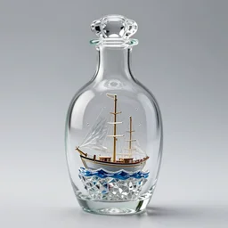 crystal bottle with ship inside