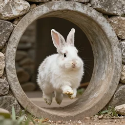 fluffy bunny jump into a portal