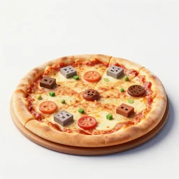 pizza with minecraft toppings