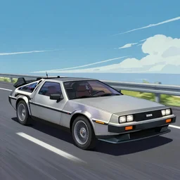An anime art of delorean, digital art, 8k resolution, anime style, lowrider style, wide angle