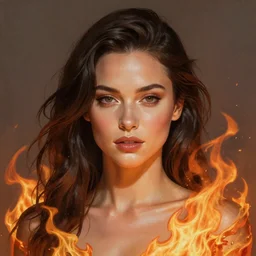 a professionally painted portrait of Olivia Wilde, clothed in flames, olive skin, long dark hair, beautiful bone structure, symmetrical facial features, intricate, elegant, digital painting, trending on Artstation, concept art, smooth, sharp focus, illustration, from Metal Gear by Ruan Jia and Mandy Jurgens and Artgerm and William-Adolphe Bouguerea, award winning