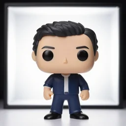 Funko Pop doll of Jean-Luc Melenchon taken in a light box with studio lighting, some background blur
