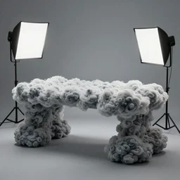 a desk made out of thunder clouds, studio lighting, very detailed, high quality photo