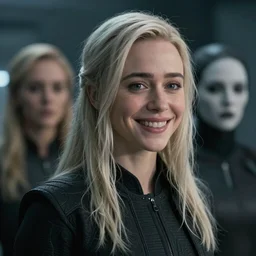 scifi smiling emilia clarke looks like ghost in the shell, extremely high detail, photorealism, sony a 7 r