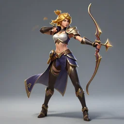 character sheet of Star Guardian Ashe (League of Legends). Ashe is an archer. 3d render, unreal engine 5, 8k resolution, trending on artstation
