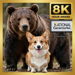 a hybrid between a corgi dog and a bear, photography, award winning, national geographic channel, discovery channel, 8 k